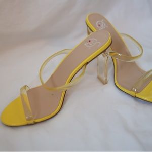 Neon yellow sandal heels